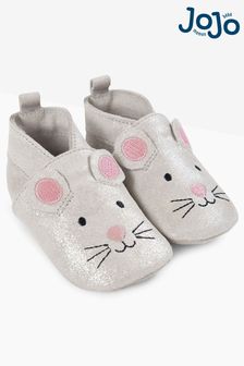 JoJo Maman Bébé Silver Mouse Leather Baby Booties (C19723) | NT$910