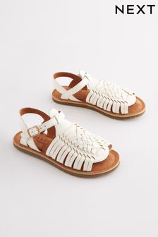 White Leather Woven Sandals (C19744) | €18 - €23