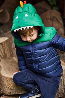 Темно-синий с динозавром - Character дутая куртка в стиле бебе Jojo Maman (C19800) | €83
