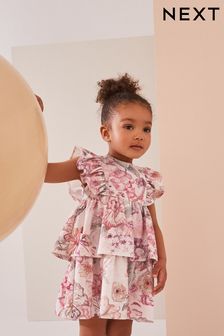 Pink Frill Ponte Dress (3mths-7yrs) (C19936) | KRW44,800 - KRW53,400
