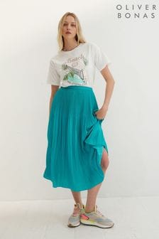 Oliver Bonas Blue Satin Plisse Skirt (C19939) | €41.50