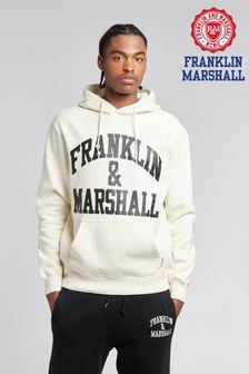 Franklin & Marshall Herren Arch Bb Kapuzensweatshirt mit Schriftzug, Creme (C19953) | 114 €