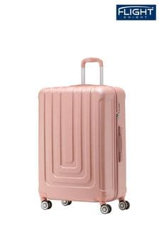 Розово-золотистый - Черный большой легкий чемодан в клетку на 4 колесиках Flight Knight (C20144) | 52 570 тг