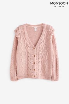 Monsoon Pink Cable Knit V-Neck Cardigan (C20232) | €37