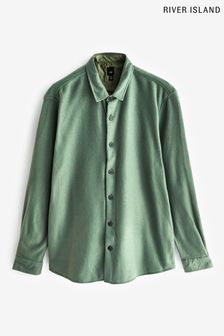 River Island Regular Fit Khaki Green Fleece Shacket (C20271) | €17