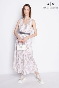 Biała sukienka midi Armani Exchange z nadrukiem (C20288) | 757 zł