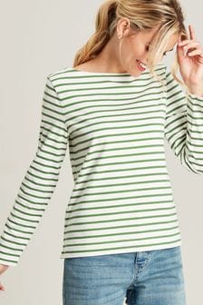 Joules Harbour Green Striped Long Sleeve Breton Top (C20365) | €41