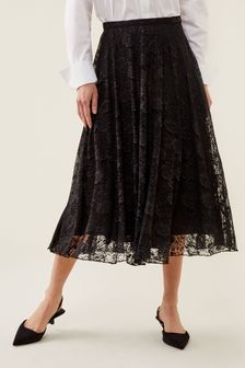Finery Greta Lace Black Midi Skirt (C20366) | €62