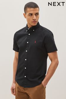 Black Short Sleeve Oxford Shirt (C20380) | $48