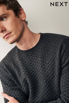 Charcoal Grey Regular Knitted Smart Textured Jumper (C20519) | €26