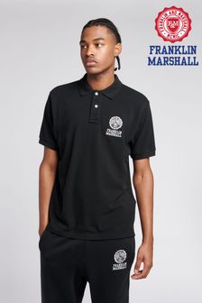 Franklin & Marshall Mens Black Crest Polo Shirt (C21126) | kr584