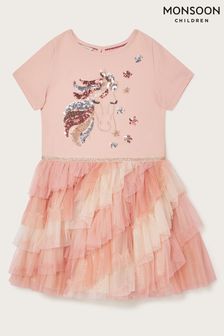 Monsoon Pink Unicorn Angle Layer Disco Dress (C21267) | ₪ 168 - ₪ 186
