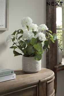 White Artificial Vibernum Plant In Country Pot (C21329) | AED167