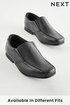 Black Wide Fit (G) School Leather Loafers (C21422) | $57 - $79