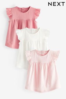 Pink Baby Broderie T-Shirt Set 3 Pack (C21518) | €20 - €23