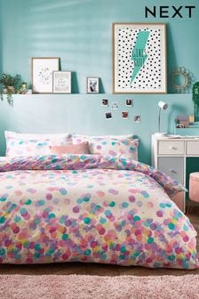 Pink Confetti Print Duvet Cover and Pillowcase Set (C21793) | $21 - $30