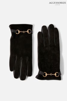 Accessorize Black Leather Horsebit Gloves (C21948) | 34 €
