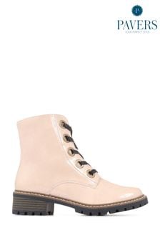 Pavers White Metallic Lace Up Ankle Boots (C22067) | 69 €