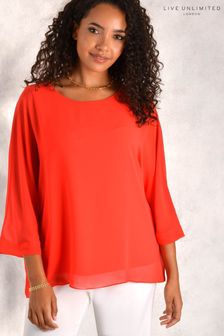 Live Unlimited Curve Red Chiffon Overlay Top (C22169) | 47 €
