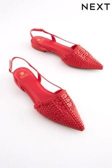 Red Forever Comfort® Weave Slingback Flat Shoes (C22399) | €22
