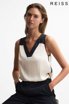 Reiss Black/Blush Sadie Colourblock Silk Vest (C22467) | €154