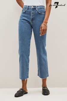 7 For All Mankind Logan Stovepipe Straight Crop Raw Cut Hem Jeans (C22569) | $297