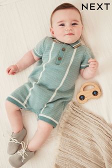 Teal Blue Knitted Baby Romper (0mths-2yrs) (C22770) | $23 - $26