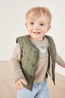 The White Company Green Recycled Borg Lined Star Quilted Gilet (C22869) | €24 - €25