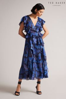 Ted Baker Blue Vertey Pinafore Ruffle Dress (C22996) | ₪ 1,048