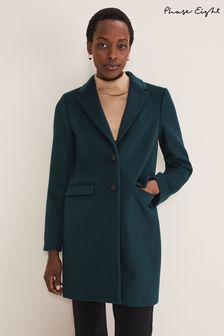 Phase Eight Green Lydia Wool Mix Coat (C23006) | AED971