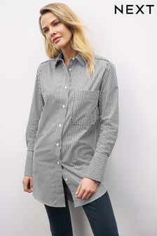 Charcoal Grey Stripe Oversized Long Sleeve Shirt (C23111) | 92 zł