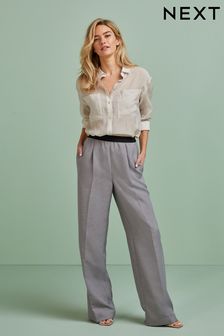 Grey Waistband Detail Wide Leg Trousers (C23341) | TRY 788