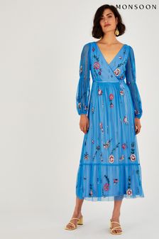 Monsoon Blue Hattie Embellished Wrap Dress (C23406) | 202 €