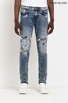 River Island Dark Blue Relaxed Skinny Jeans (C23429) | 2,426 UAH