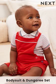 Red Smart Jersey Baby Dungarees and Bodysuit Set (0mths-2yrs) (C23665) | 52 zł - 57 zł