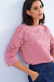 Pink Long Sleeve Sequin T-Shirt (C23679) | 25 €
