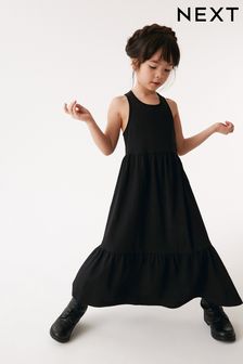 Черный - Мягкое трикотажное платье миди с отделкой сзади (3-16 лет) (C23809) | €11 - €16
