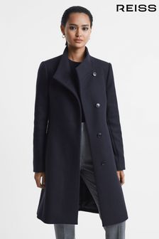 Темно-синий - Пальто средней длины с добавлением шерсти Reiss Mia (C23872) | €515