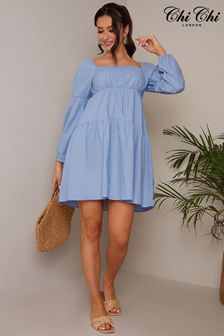 Chi Chi London Blue Puff Sleeve Dress (C23892) | €73