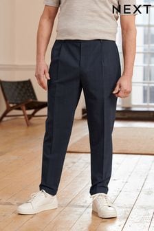 Navy Blue Relaxed Fit Seersucker Check Suit: Trousers (C24074) | €27