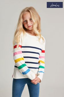 Joules Harbour Long Sleeve Stripe And Printed White T-Shirt (C24084) | €21.50 - €24