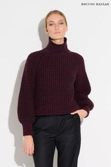 Fioletowy sweter dzianinowy Bruuns Bazaar Sedum Mynte (C24154) | 536 zł