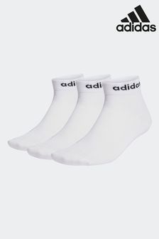 adidas White Think Linear Ankle Socks 3 Pair (C24332) | SGD 12