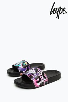 Hype.紫色中性款豹紋文字圖案拖鞋 (C24591) | NT$930