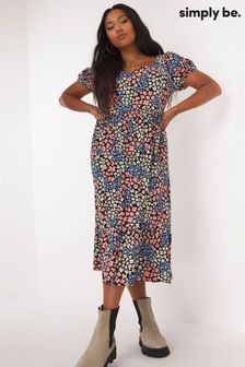 Simply Be Floral Sweetheart Black Midi Dress (C24628) | 22 €