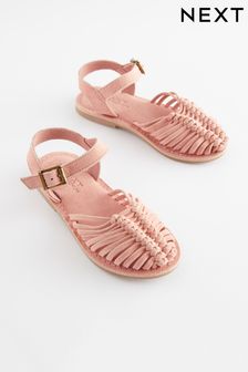 Blush Pink Suede Woven Fisherman Sandals (C24631) | €16 - €21