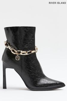 River Island Black Point Toe Chain Boots (C24874) | 98 €