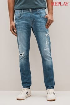 Умеренно синяя джинсовая ткань - темно-синие узкие джинсы Replay Anbass (C25073) | €110