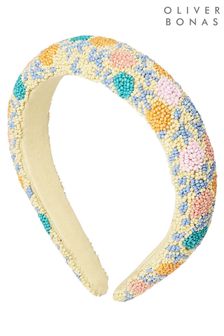 Oliver Bonas Yellow Rose Floral Seed Bead Headband (C25094) | CA$71