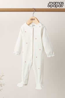 Mamas & Papas White Embroidered Flower All-In-One (C25261) | R373